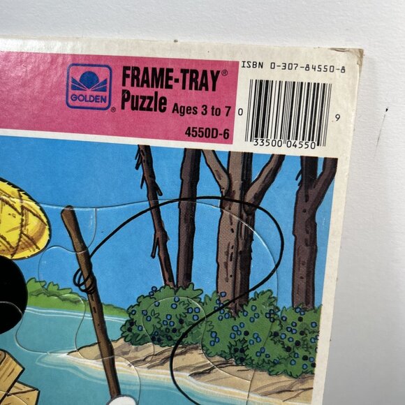 Golden Frame Tray Puzzle Disney Mickey Donald and Pluto Fishing Vintage 1990 - Picture 5 of 8